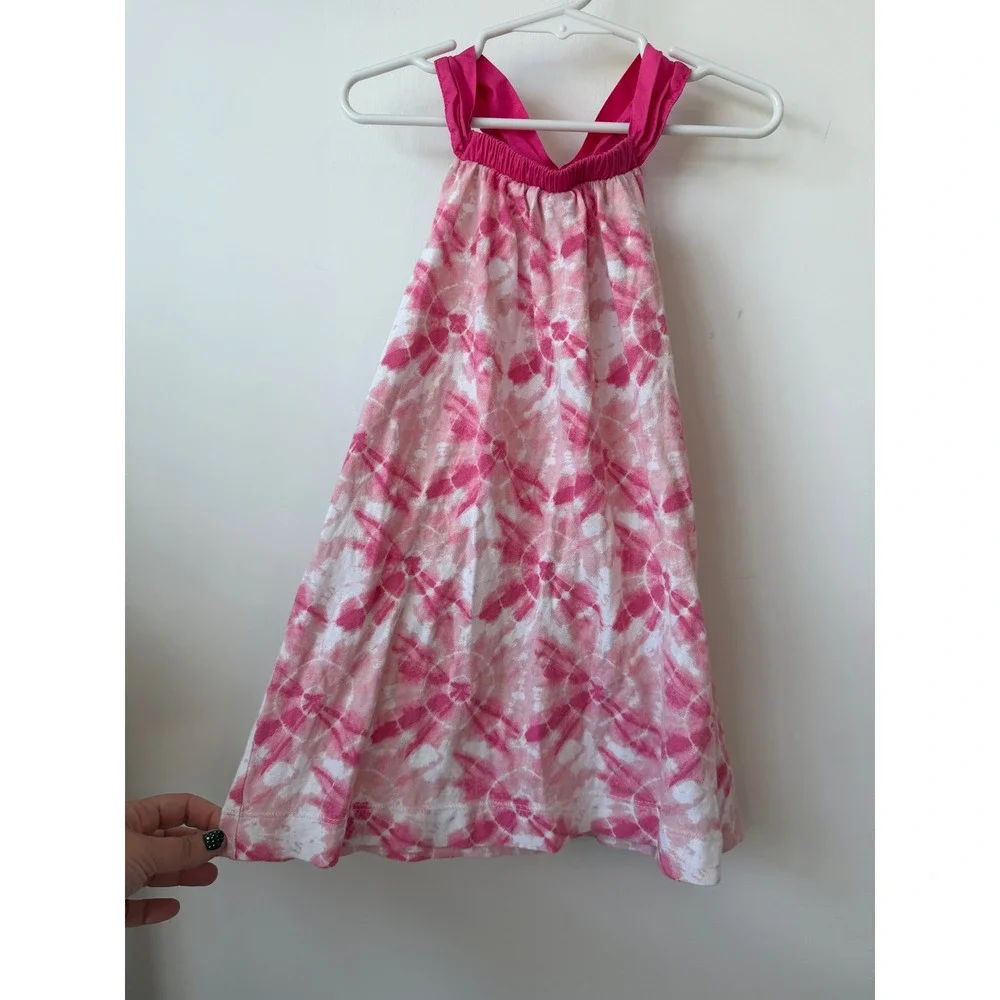 Crewcuts Girls Pink Tie Dye Halter Dress Cross Back XXS Summer Beach